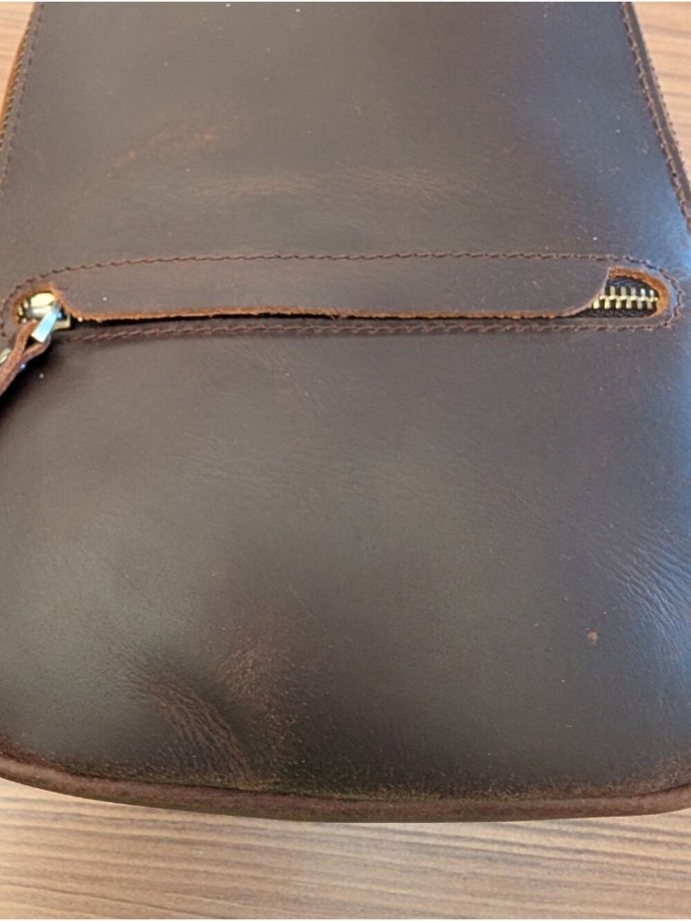 S-Zone Bag Purse Crossbody Brown Sling Bag Teardrop Minimalist NWOT Faux Leather - Picture 5 of 9